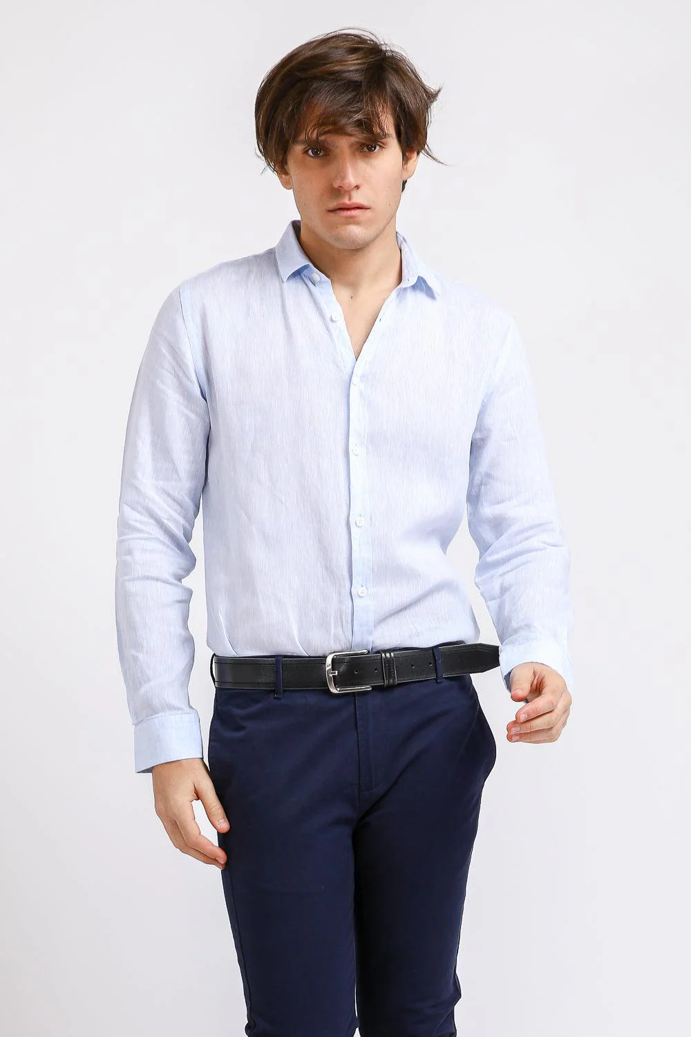 מכופתרת פשתן PURE LINEN תכלת