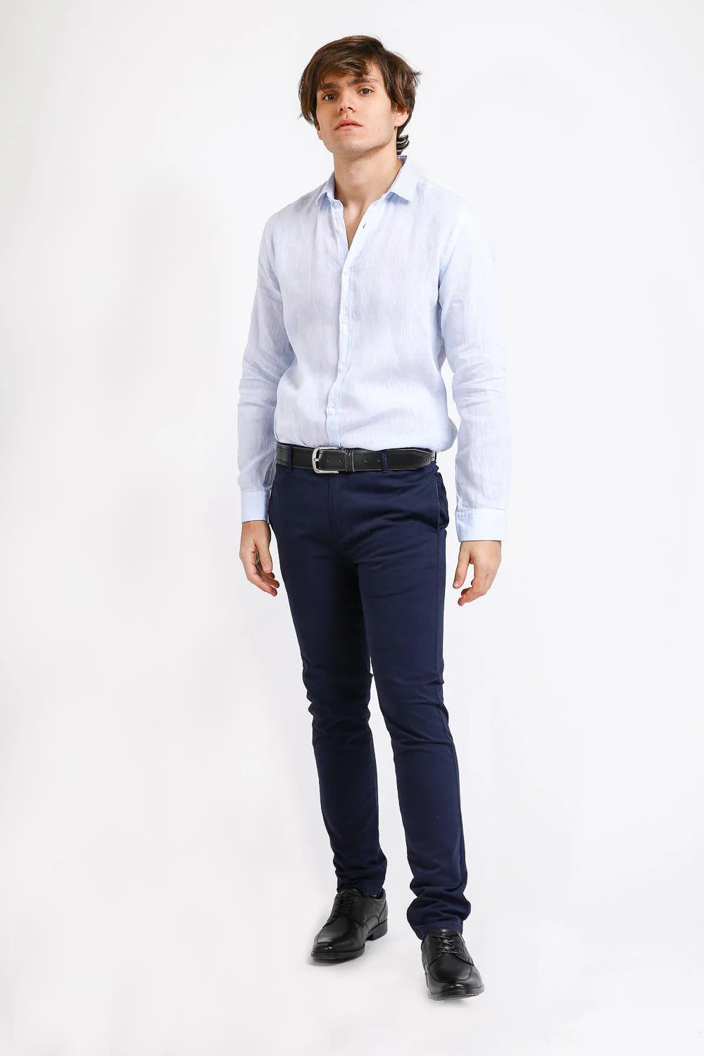 מכופתרת פשתן PURE LINEN תכלת - Image 3