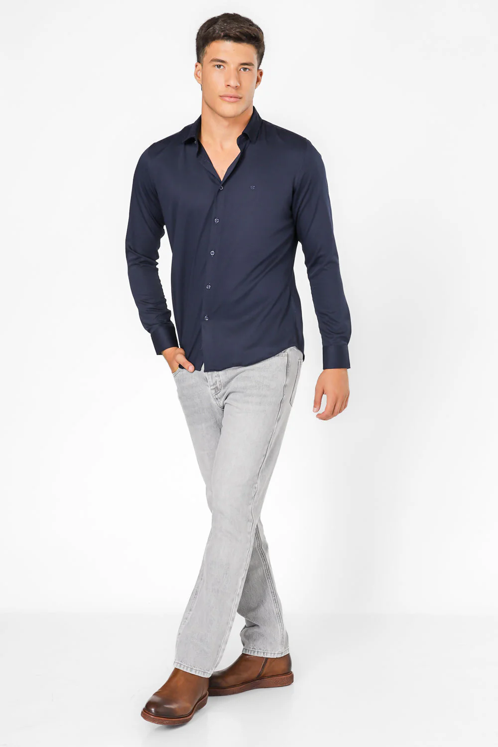 ג'ינס SLIM WASHED בצבע אפור בהיר - Image 2