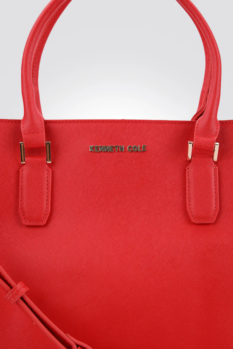 תיק יד MINI TOTE דמוי עור בצבע אדום - Image 2