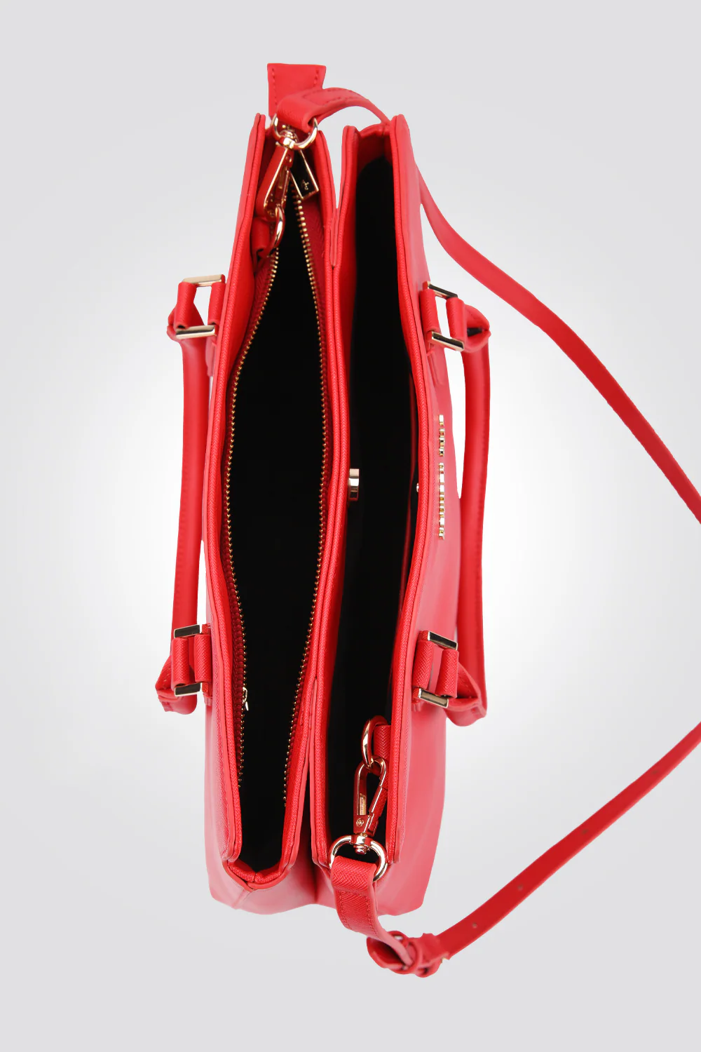 תיק יד MINI TOTE דמוי עור בצבע אדום - Image 3